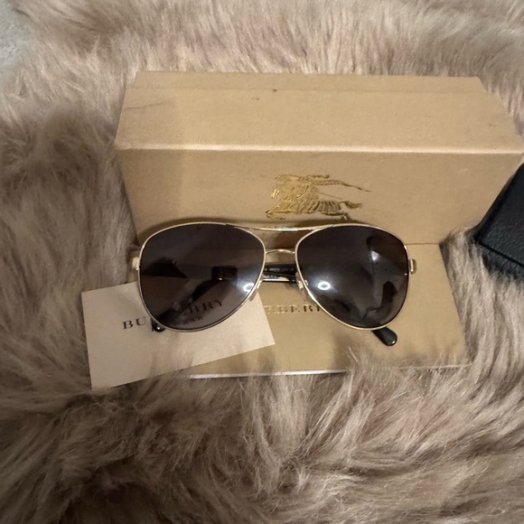 Burberry Silver Aviator Sunglasses with Black Case - Picture 2 of 4